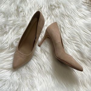 Tan suede 2” heels, size 8